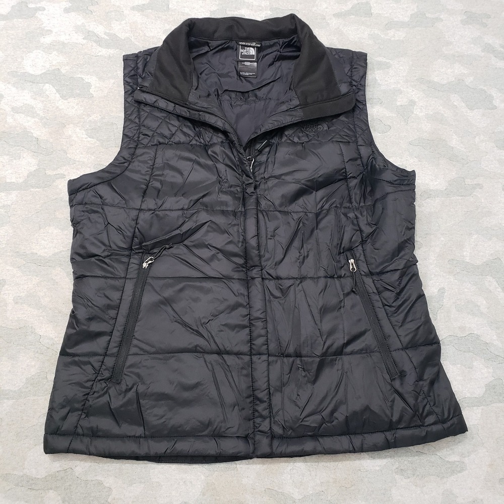 The North Face Puffer Vest Womens XL Black Diamond Quilted Full Zip Outdoors